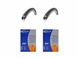 2 Dæk Og 2 Slanger – Schwalbe Marathon Plus SmartGuard 20×1,75 – Dunlop Ventil (Bundle)